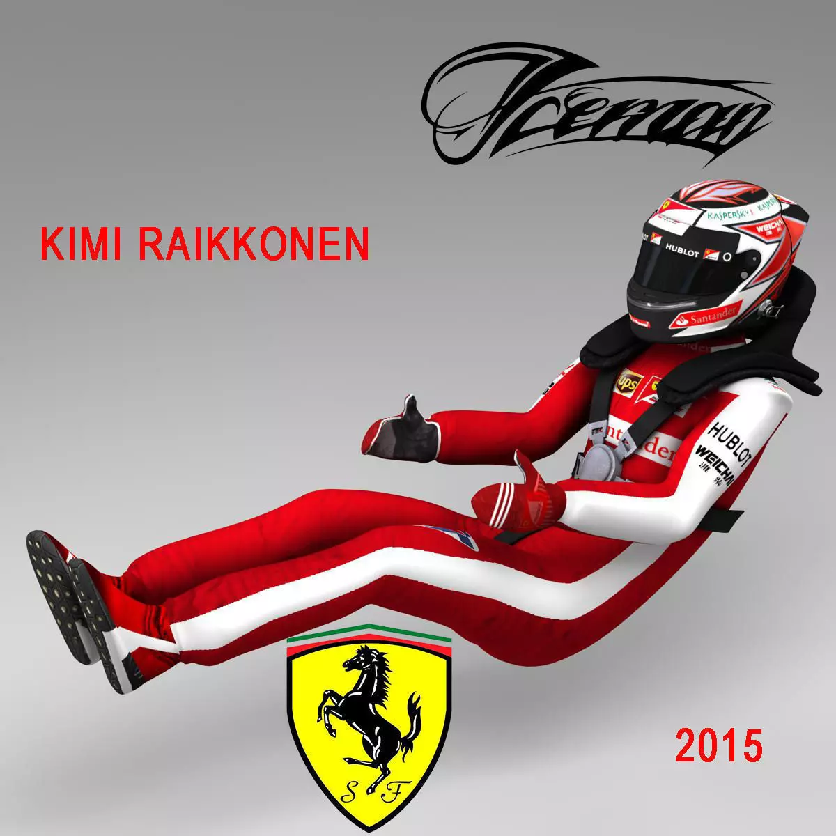 Kimi Raikkonen 2015 Low-poly 3D model_0