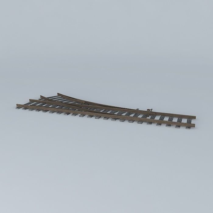 Eco Rail Track Points Old Wooden Split Sleepers Free 3D model_1