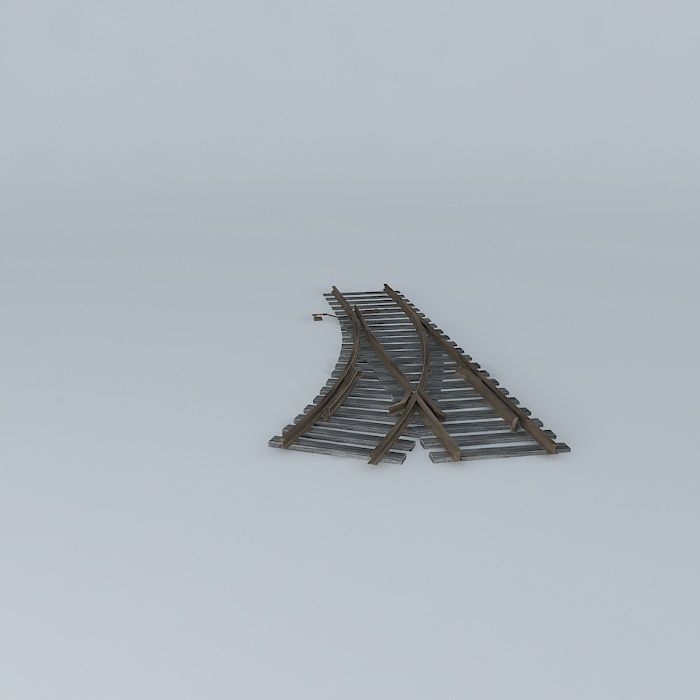 Eco Rail Track Points Old Wooden Split Sleepers Free 3D model_2