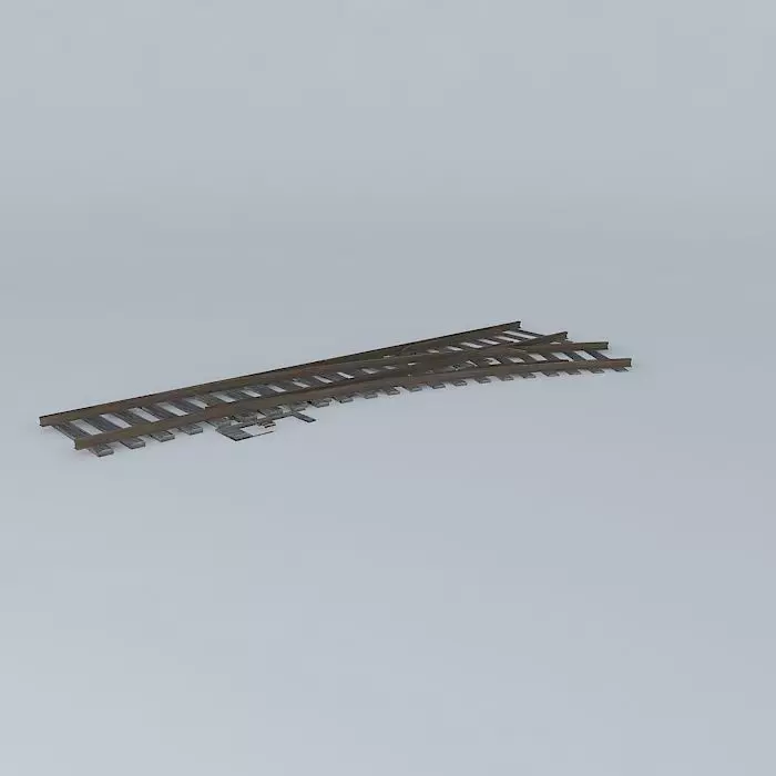 Eco Rail Track Points Old Wooden Split Sleepers Free 3D model_0