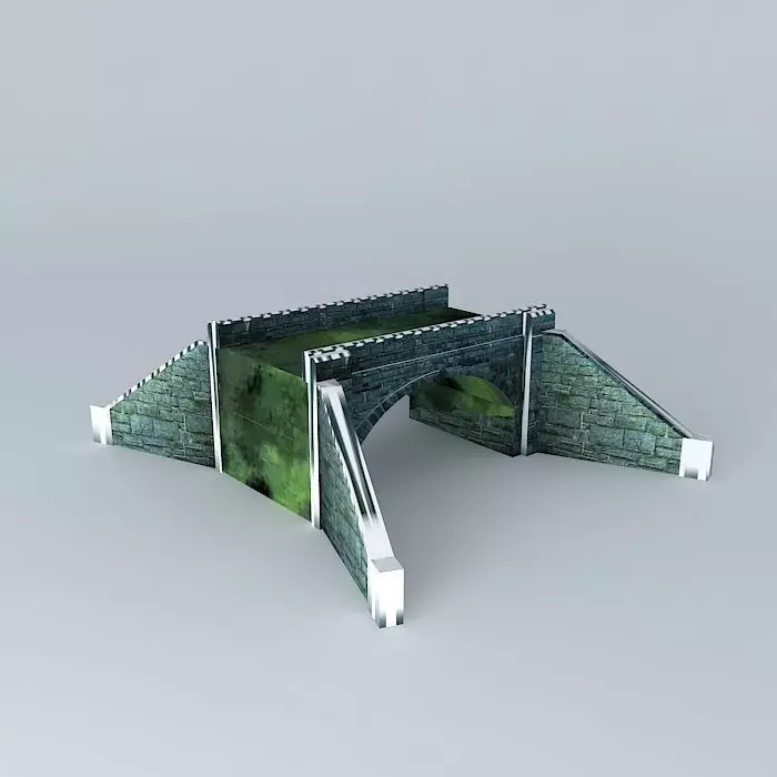 Eco Rail Track Brick Bridge 1 DummyOld Steam Day Free 3D model_0
