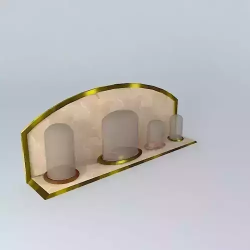 Clock and Figure Display Glass Dome Free 3D model