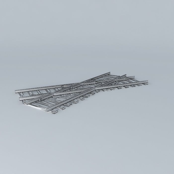 Eco Rail Track Small Crossing Old Wooden Split Sleepers Free 3D model_4
