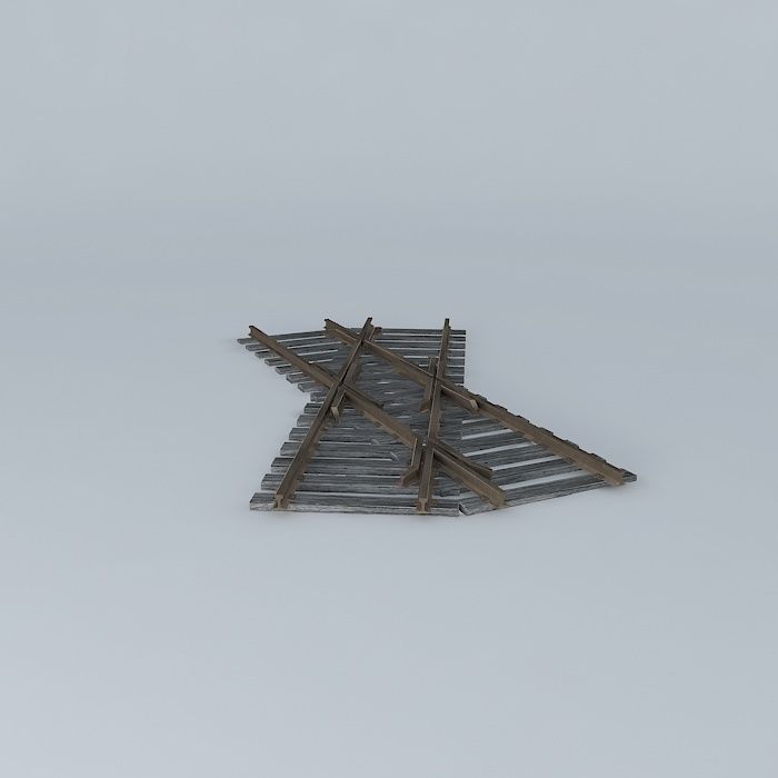 Eco Rail Track Small Crossing Old Wooden Split Sleepers Free 3D model_2