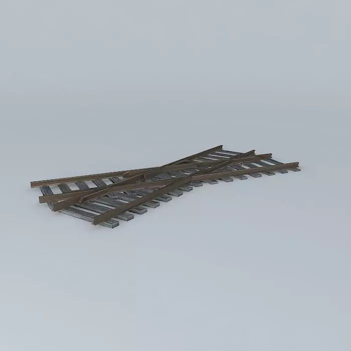 Eco Rail Track Small Crossing Old Wooden Split Sleepers Free 3D model_0