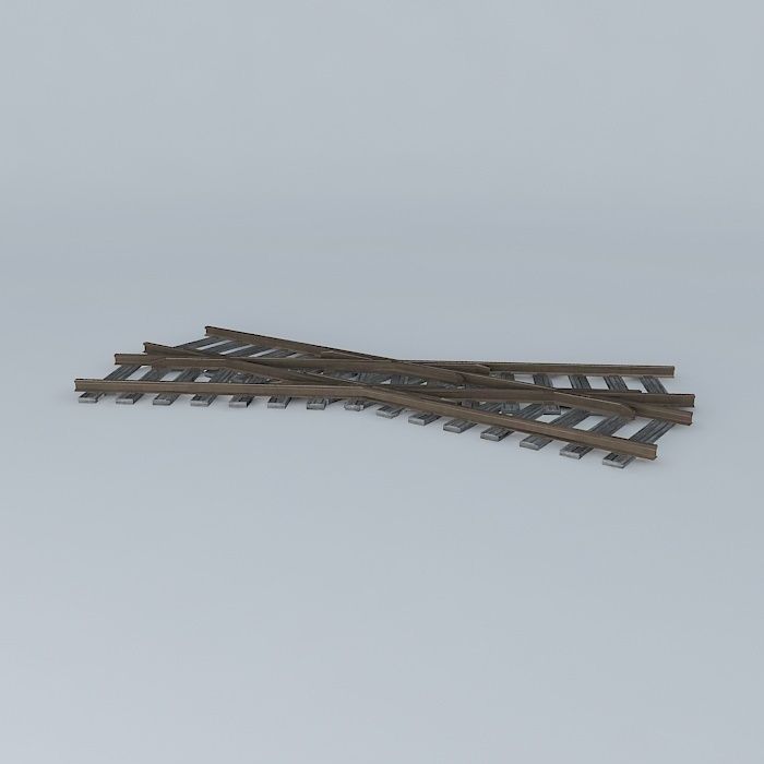 Eco Rail Track Small Crossing Old Wooden Split Sleepers Free 3D model_1