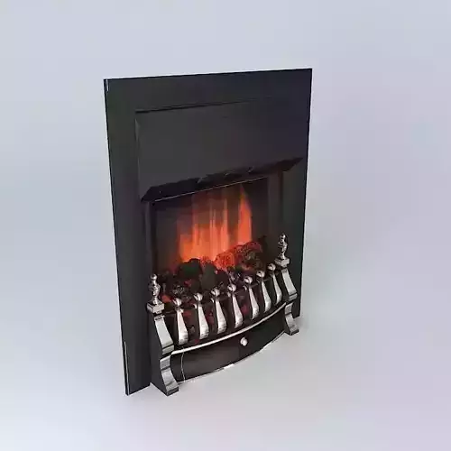 Brass Flame Effect Electric Fan Fire Free 3D model