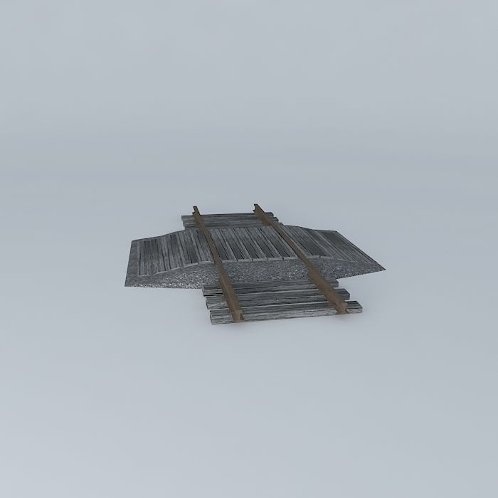 Eco Rail Track Walkover Old Wooden Split Sleepers Free 3D model_2