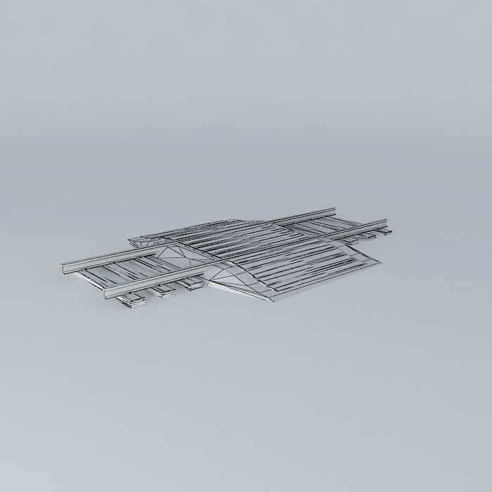 Eco Rail Track Walkover Old Wooden Split Sleepers Free 3D model_3