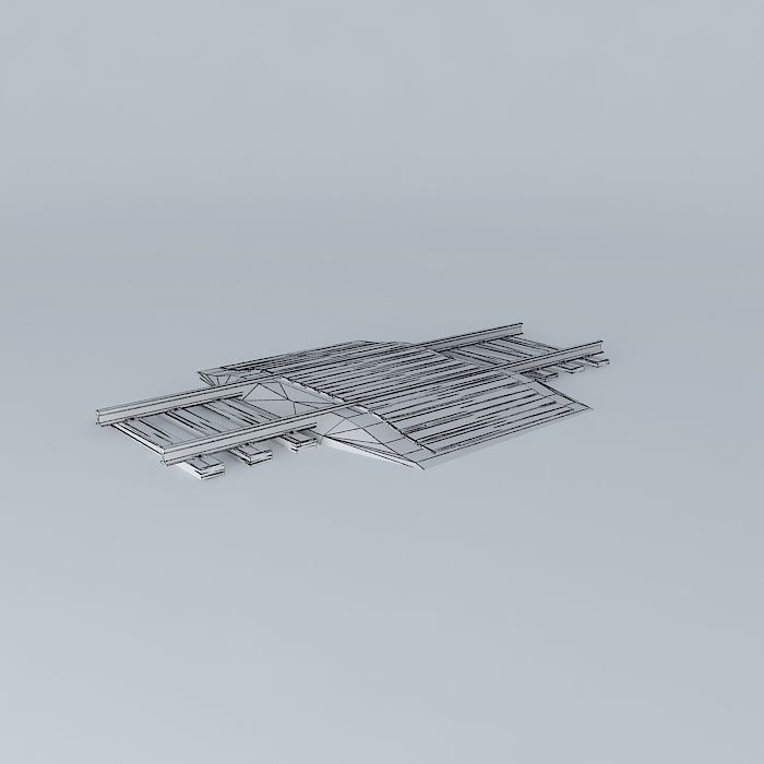 Eco Rail Track Walkover Old Wooden Split Sleepers Free 3D model_4
