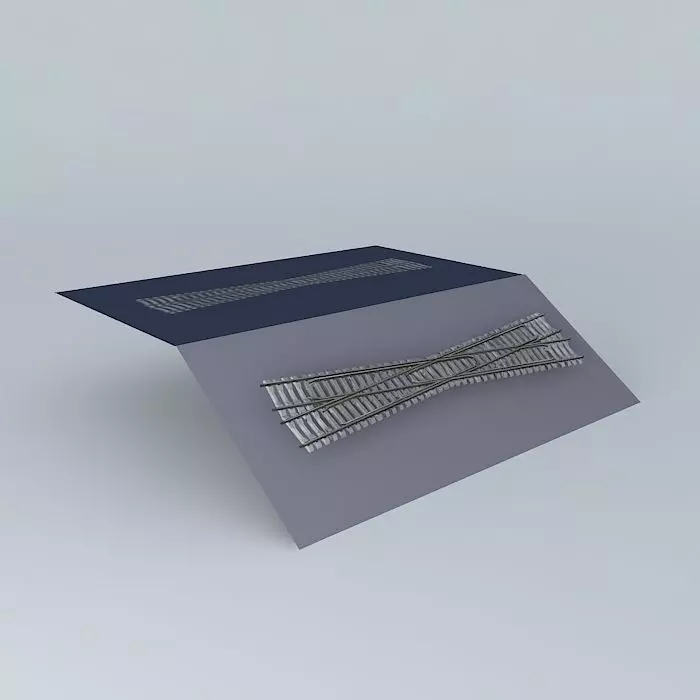 Rail Track Long Crossing Concrete Sleepers Free 3D model_0