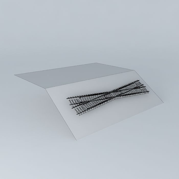Rail Track Long Crossing Concrete Sleepers Free 3D model_3