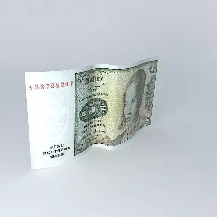 Germany 5 DEUTSCHE MARK Banknote 1960 Free 3D model