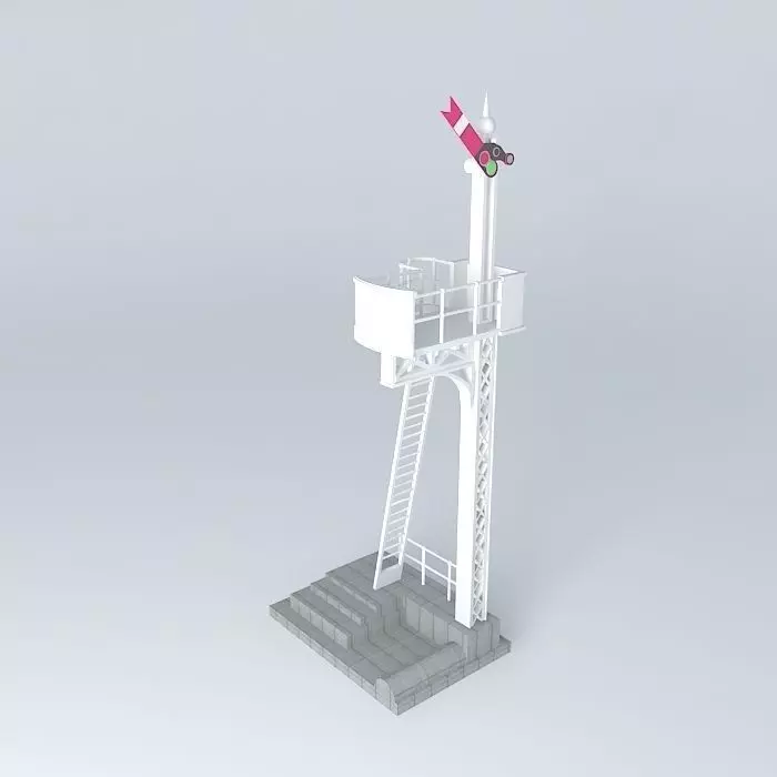 Eco Rail Track Signal Single Old Steam Days Free 3D model