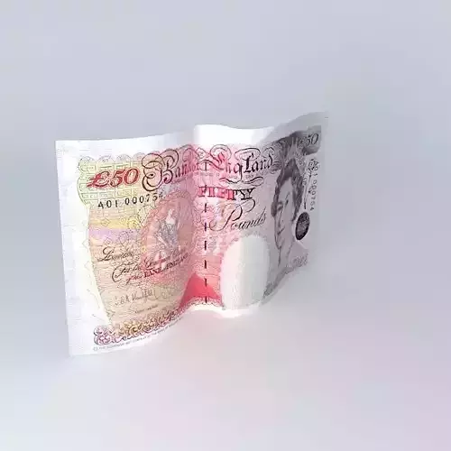 English Fifty Pound Note 1995 Free 3D model