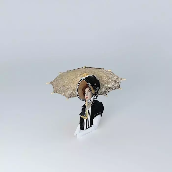Victorian Parasol Lace Finish Free 3D model