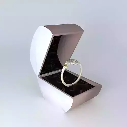 Ladies Gold Platinum Heart Style Engagement Ring Free 3D model