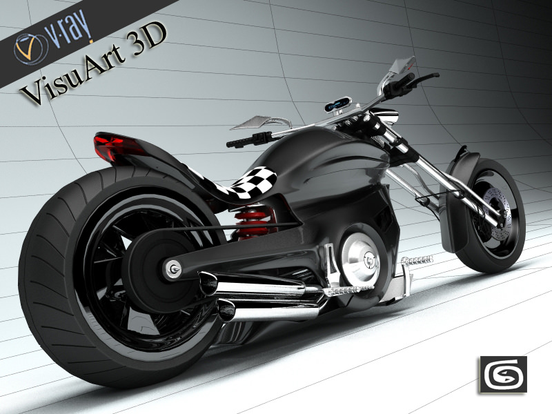 Custom Bike Motorcycle 3D model_9