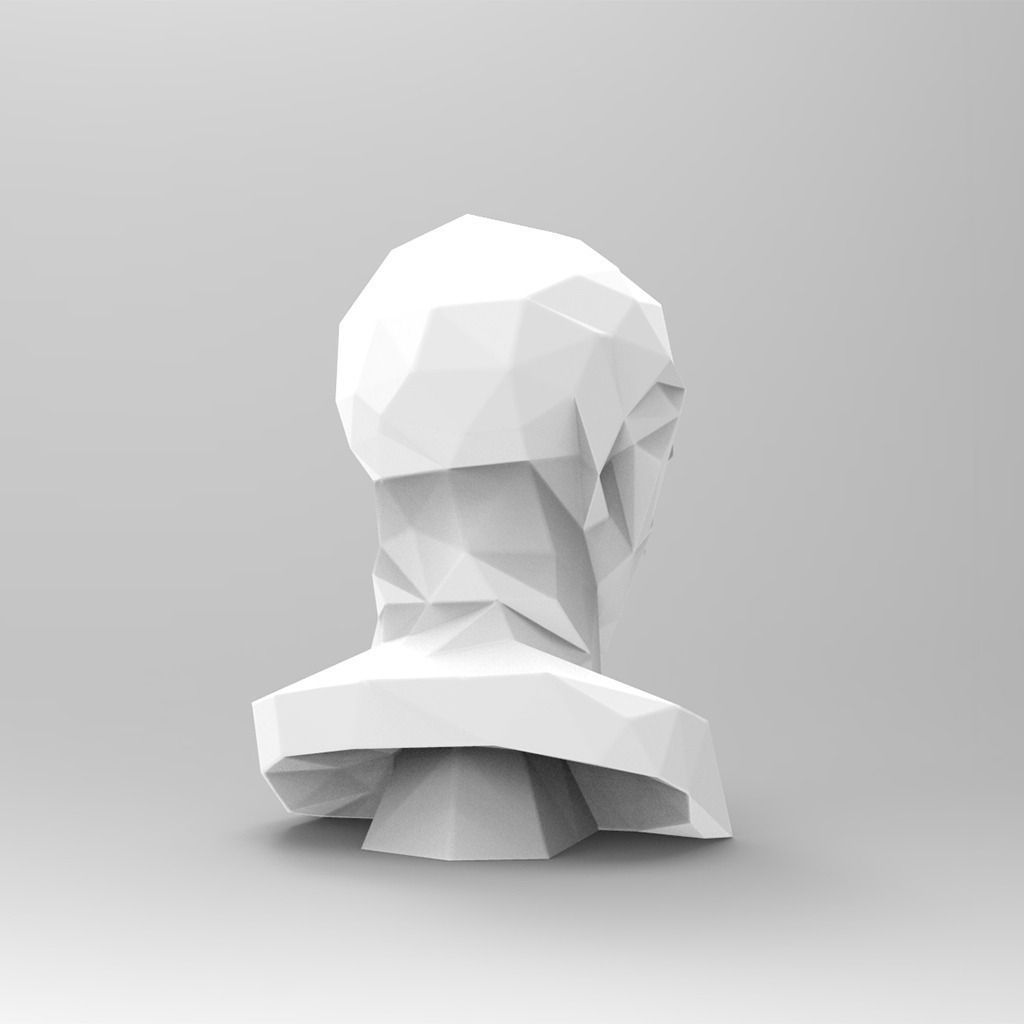 Ares Bust without Crest Lowpoly Style  3D print model_4