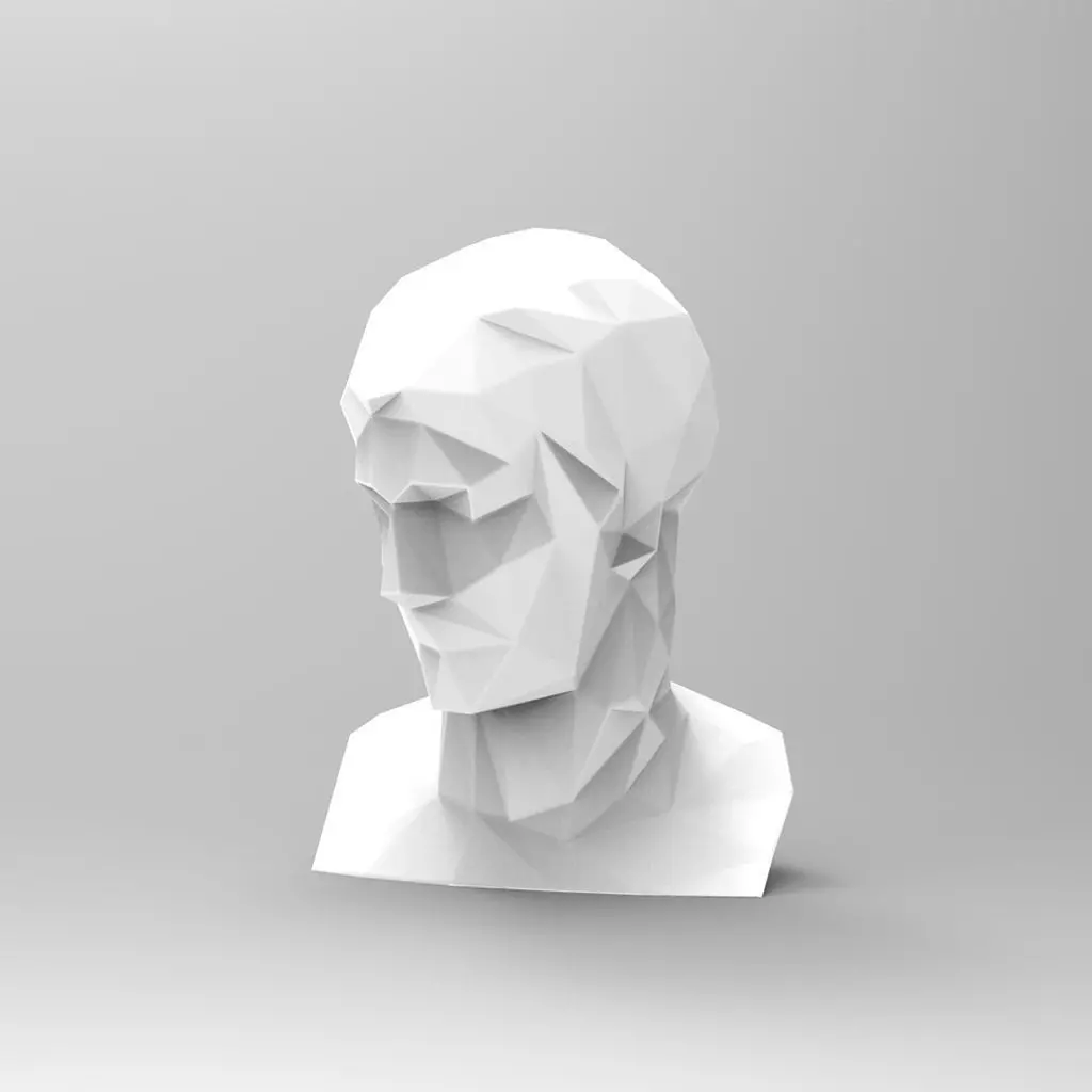 Ares Bust without Crest Lowpoly Style  3D print model_0