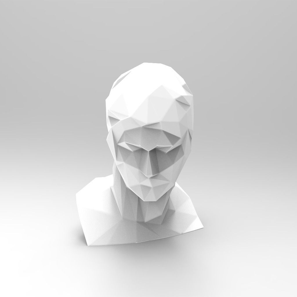 Ares Bust without Crest Lowpoly Style  3D print model_2