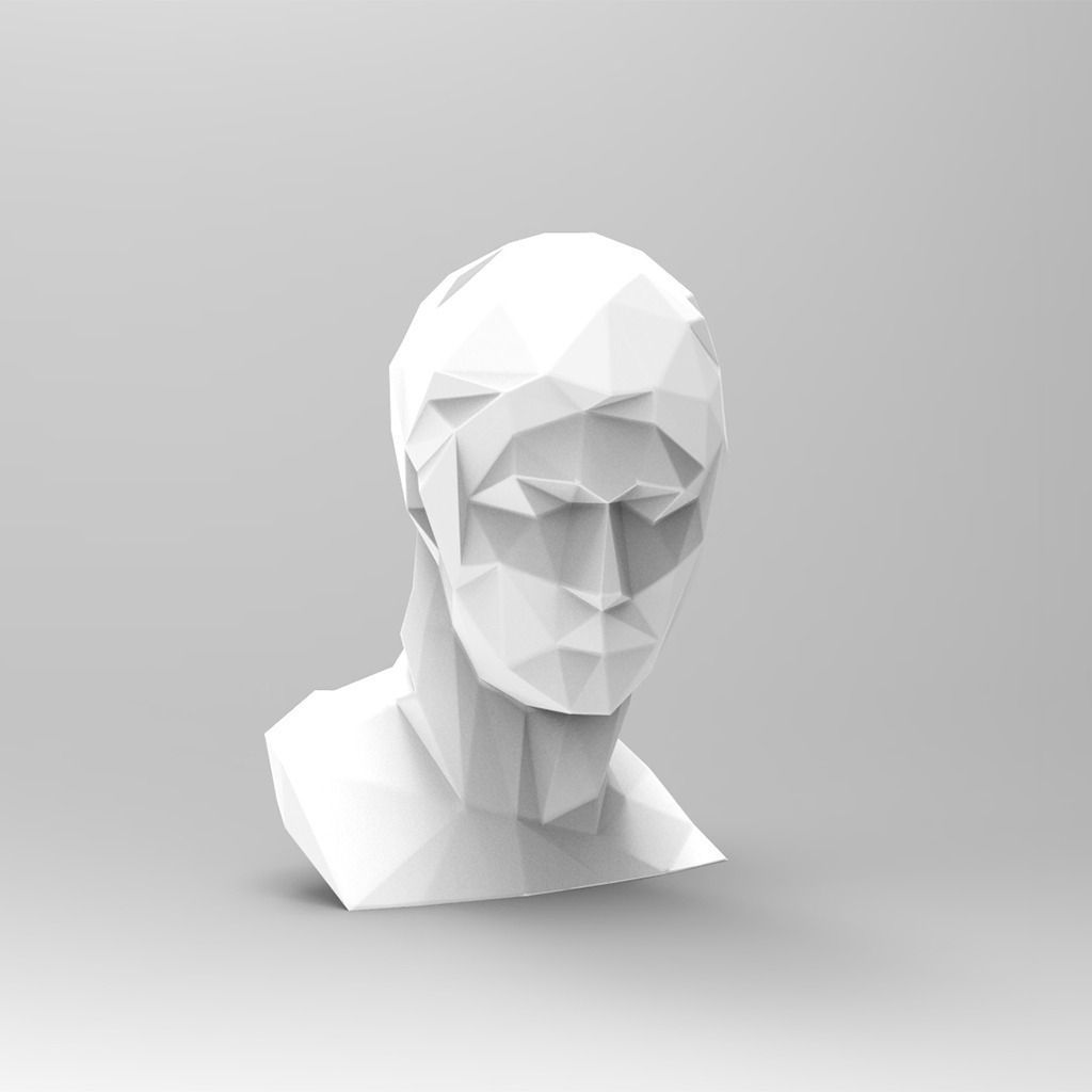 Ares Bust without Crest Lowpoly Style  3D print model_1