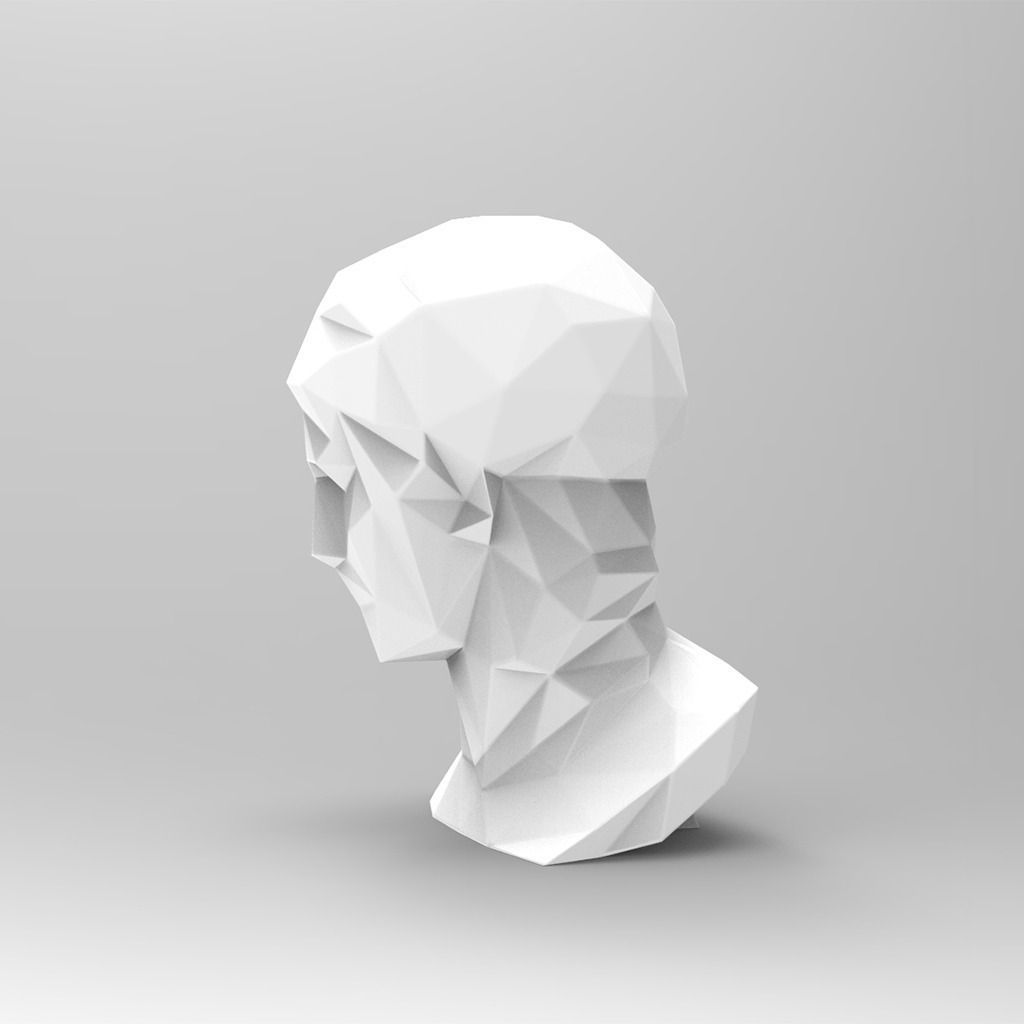 Ares Bust without Crest Lowpoly Style  3D print model_3