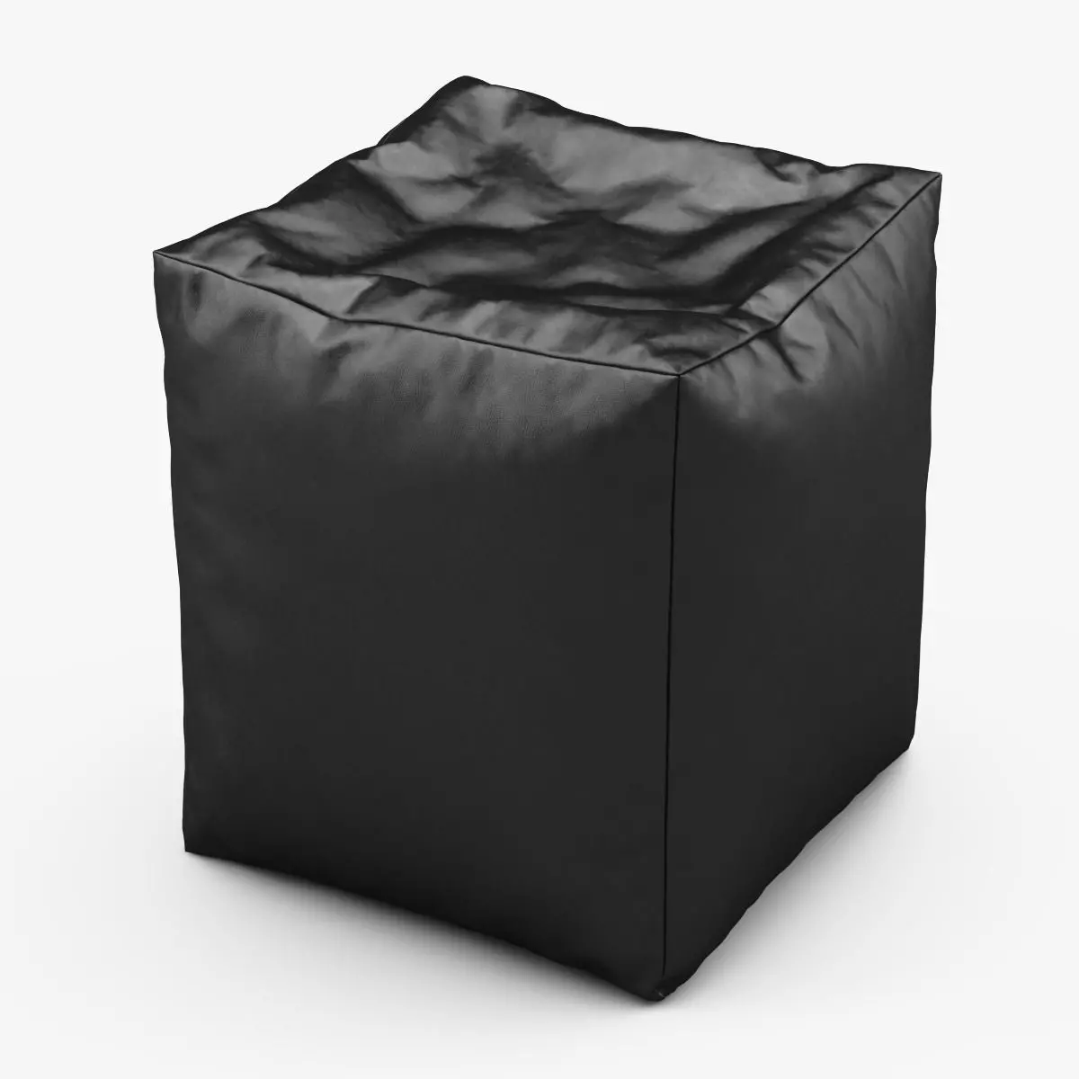CUBE Bean Bag Faux Leather BLACK 3D model_0