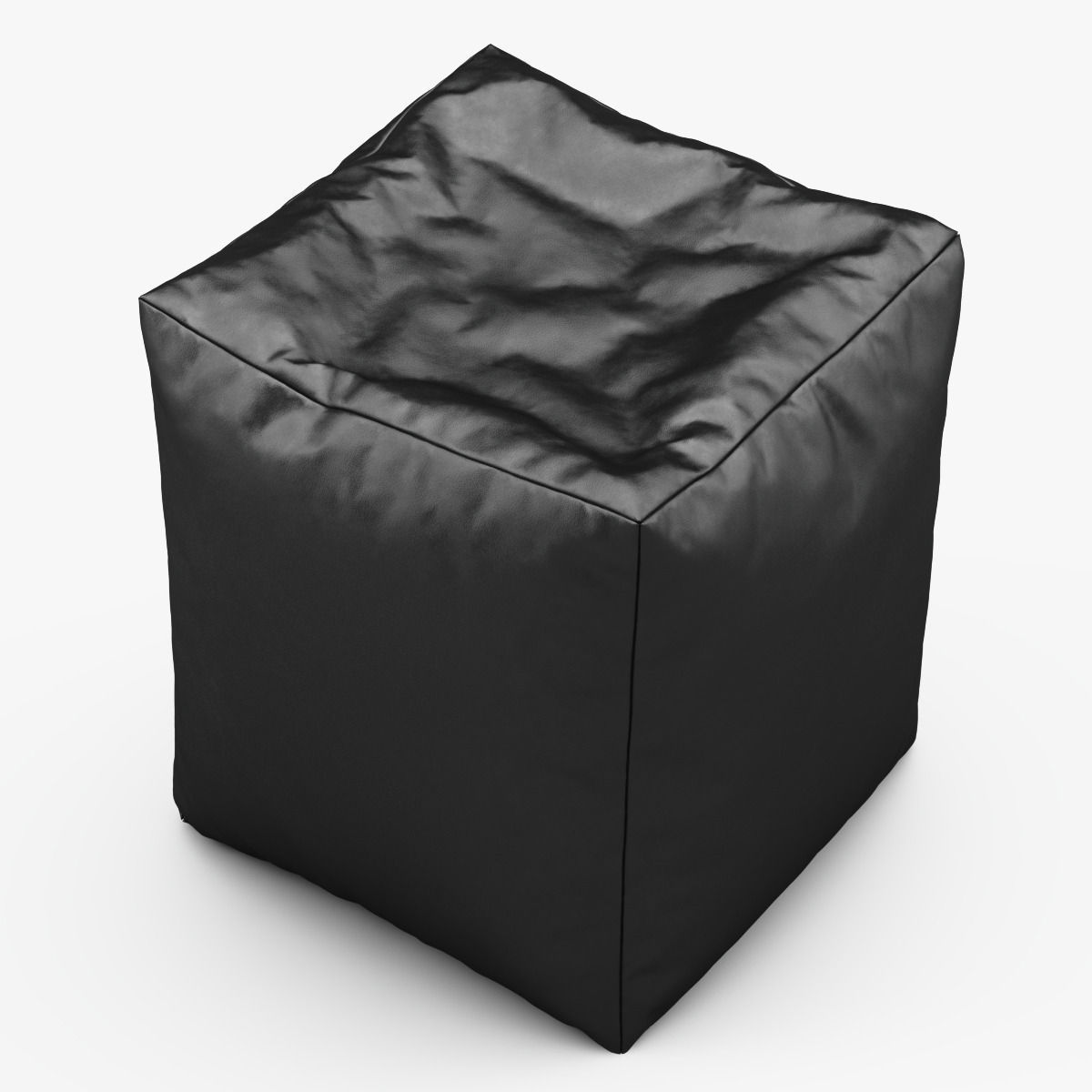 CUBE Bean Bag Faux Leather BLACK 3D model_2