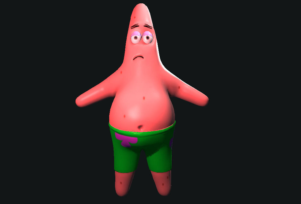 Patrick spongebob squarepants character Low-poly 3D model_5