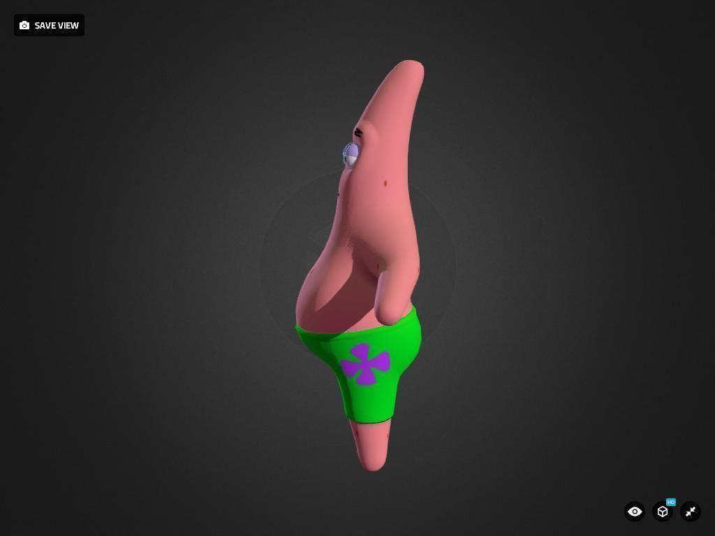 Patrick spongebob squarepants character Low-poly 3D model_1