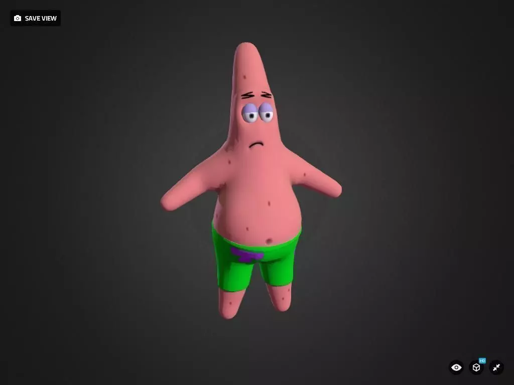Patrick spongebob squarepants character Low-poly 3D model_0