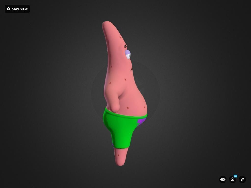 Patrick spongebob squarepants character Low-poly 3D model_2