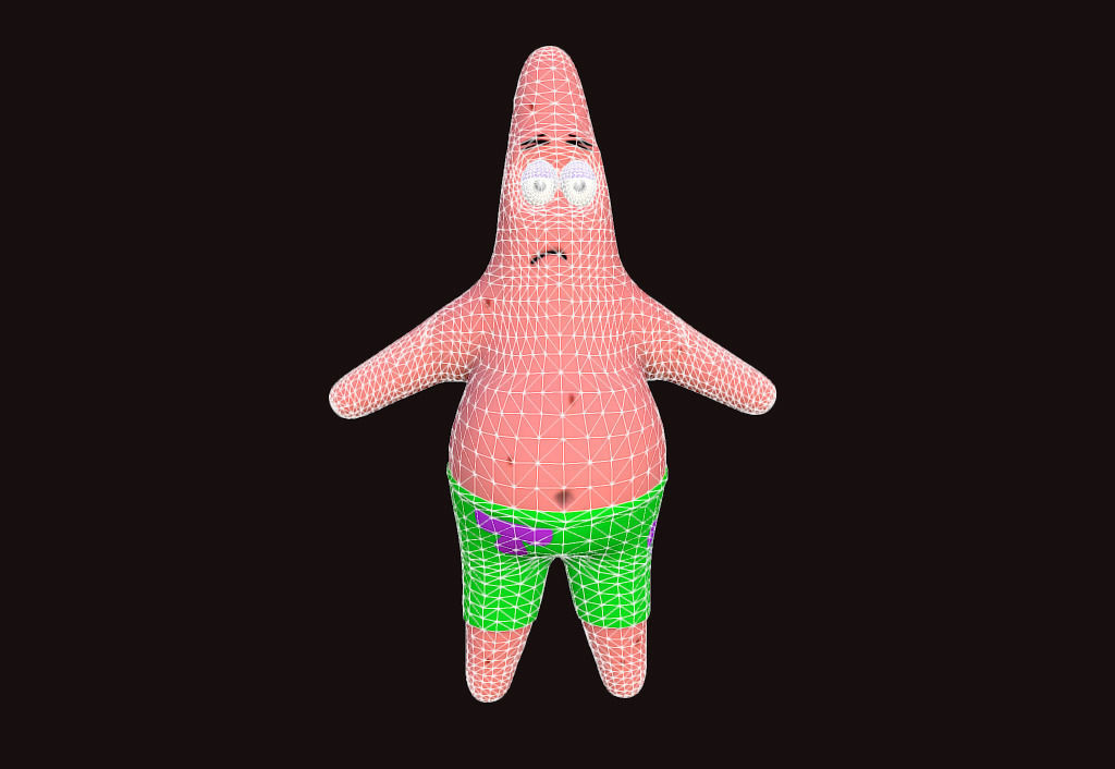 Patrick spongebob squarepants character Low-poly 3D model_4