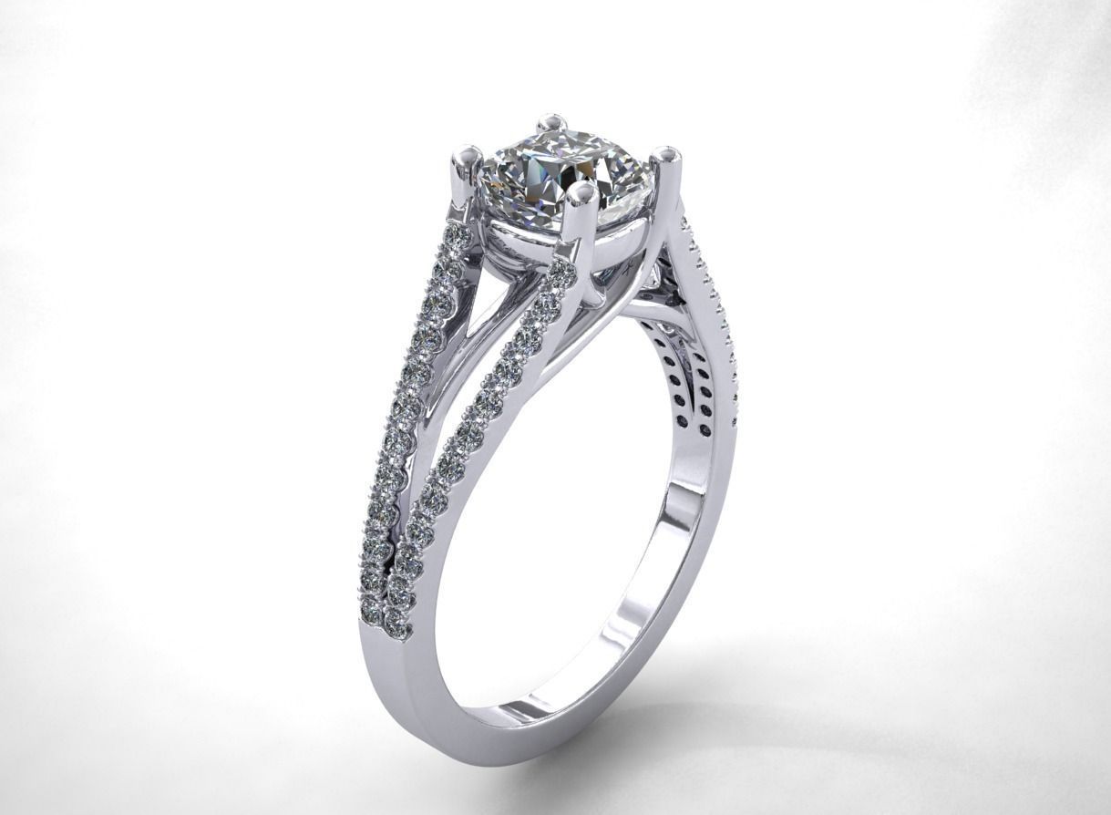 Ring Model diamond engagement gold 3D print model
