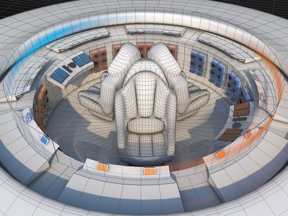 Flying Saucer With Interior 3D model_1