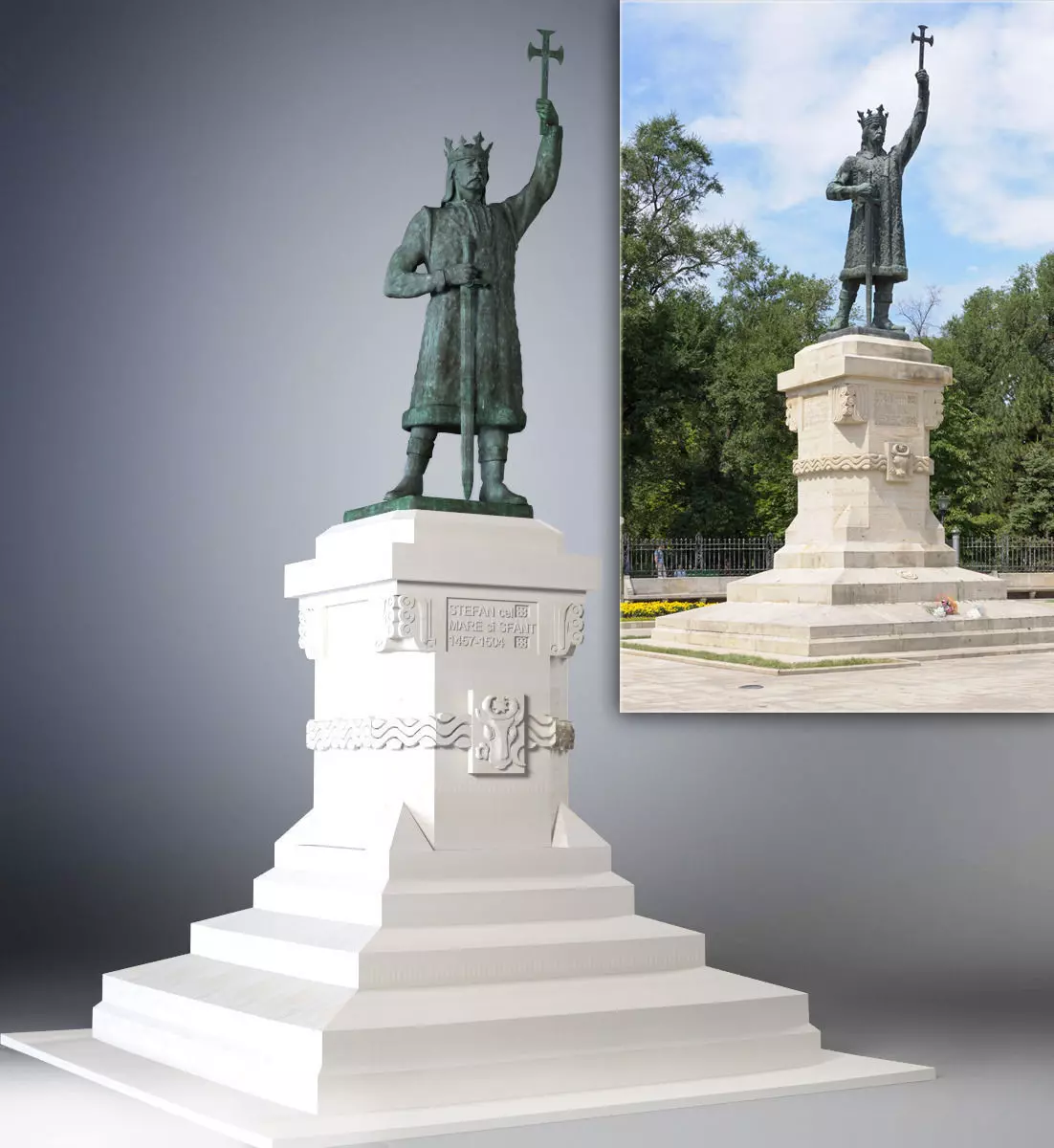 Statue of Stefan cel Mare si Sfant 3D model_0