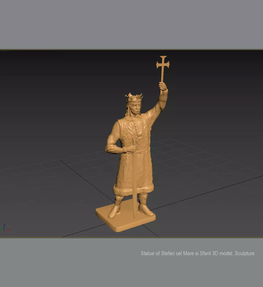 Statue of Stefan cel Mare si Sfant 3D model_6