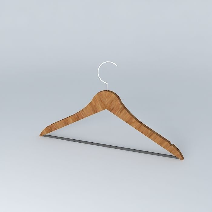 Kledinghanger wooden hanger Free 3D model_1