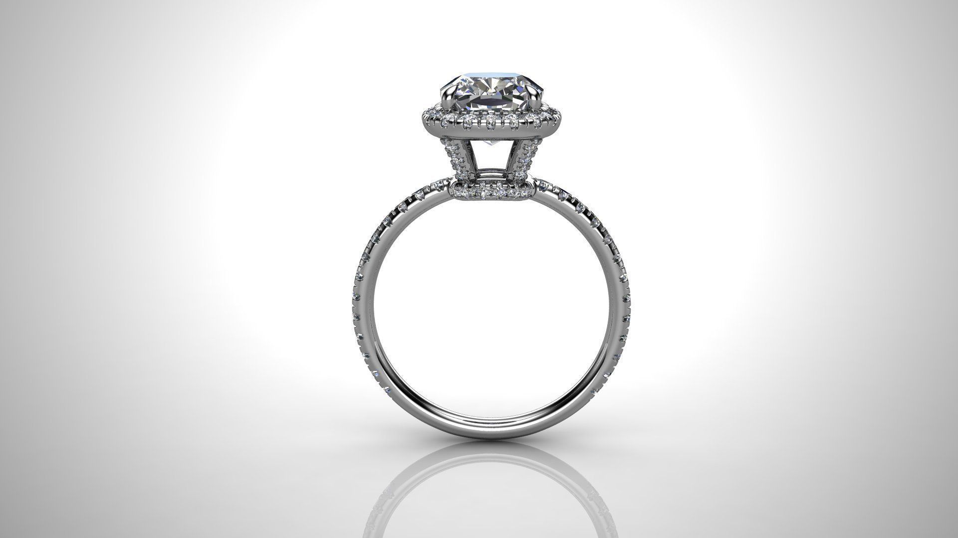Ring Model halo diamond engagement 3D print model_1