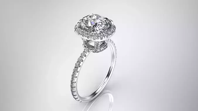 Ring Model halo diamond engagement 3D print model