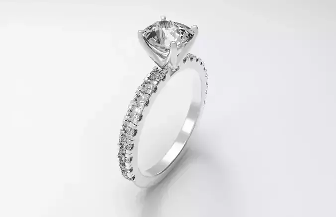 Ring Model diamond engagement gold