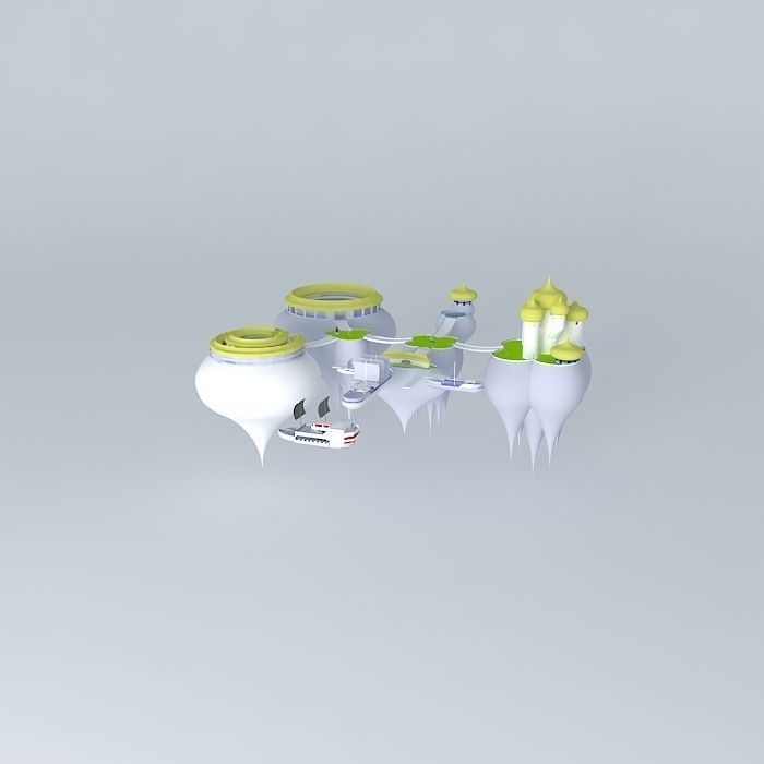 Fantasy floating world Free 3D model_1