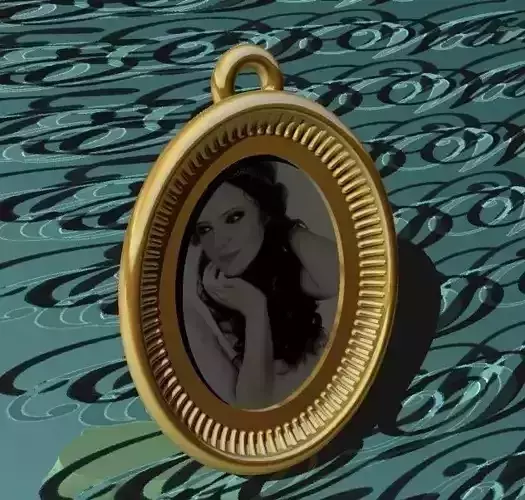 Pendant woman in gold frame