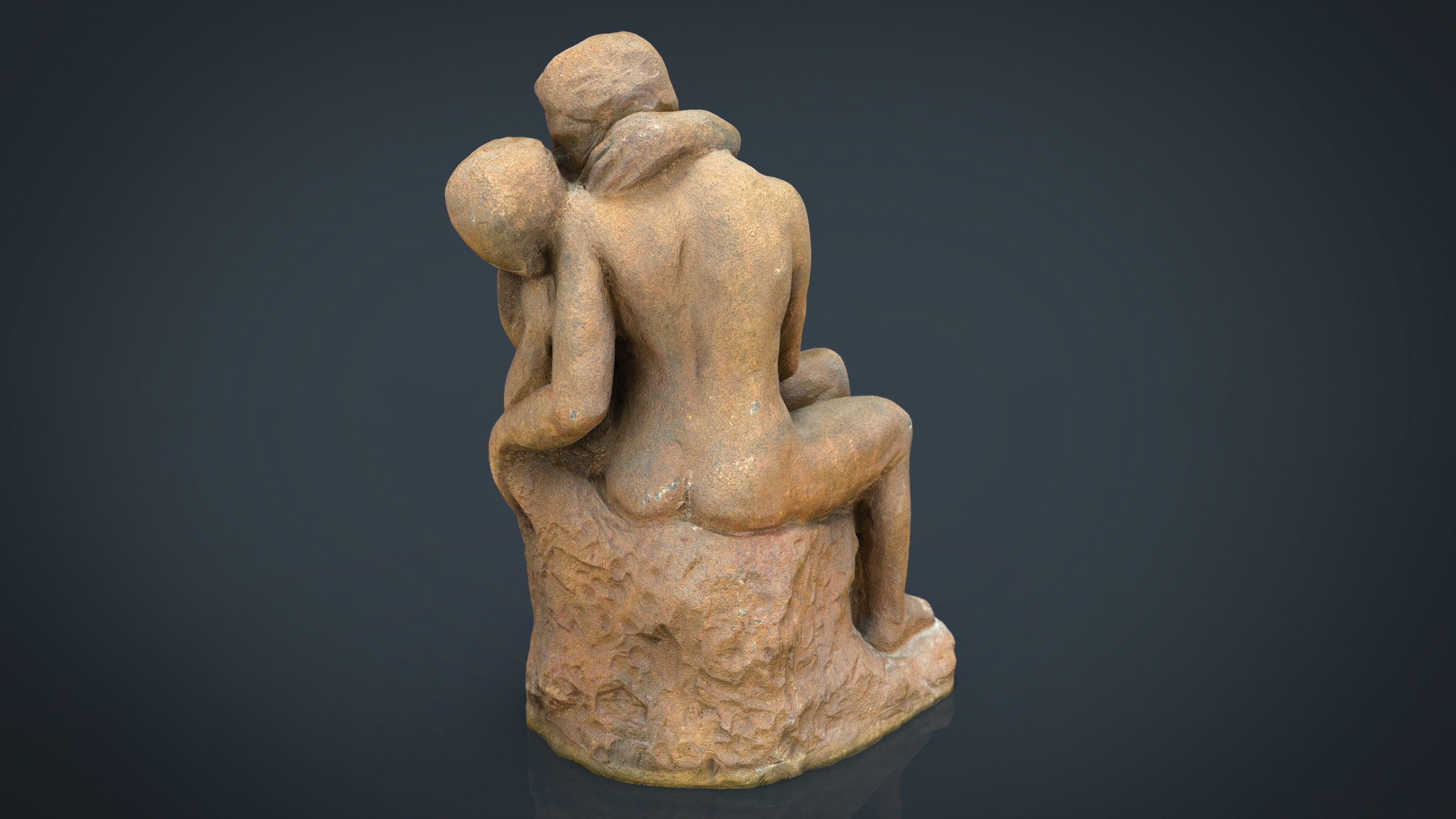 The Kiss Rodin sculpture Low-poly 3D model_15