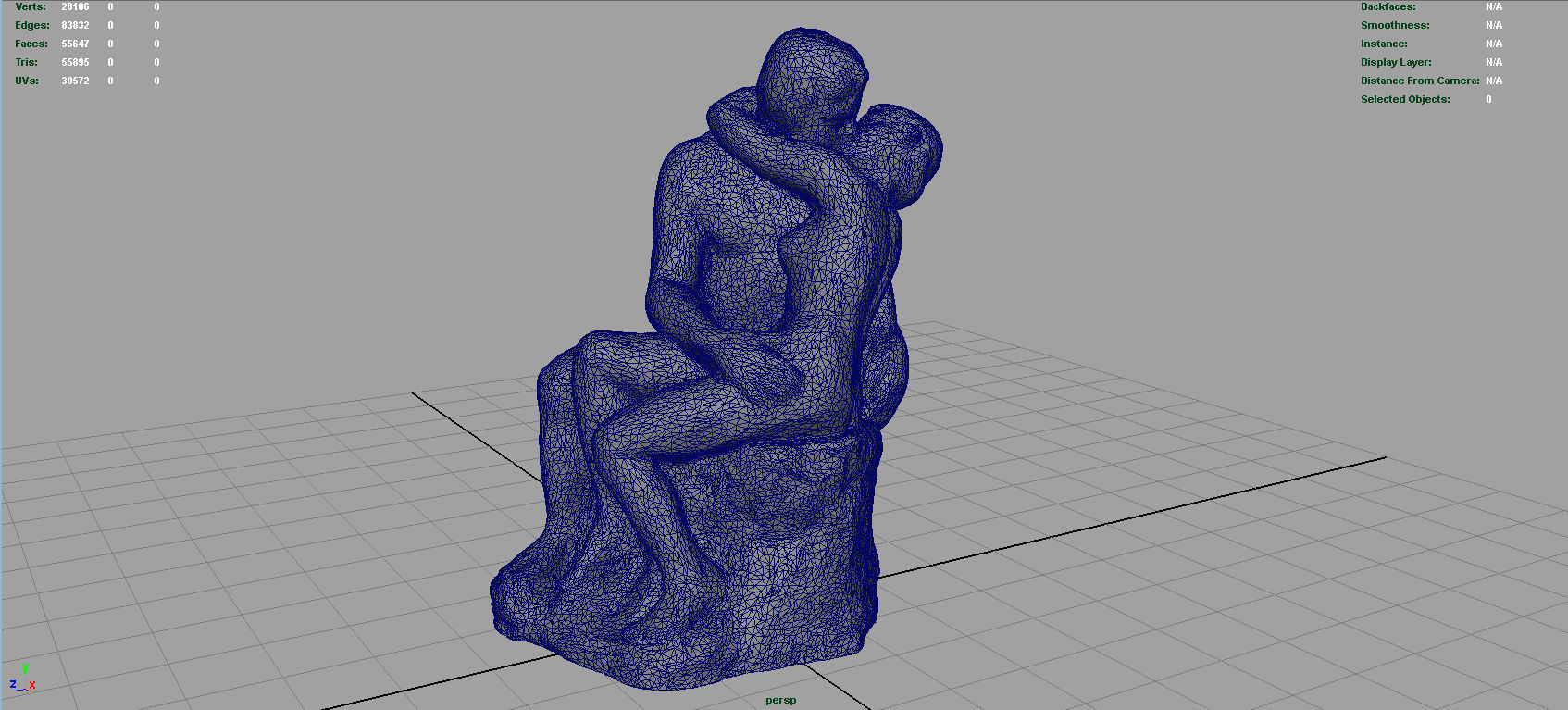 The Kiss Rodin sculpture Low-poly 3D model_6