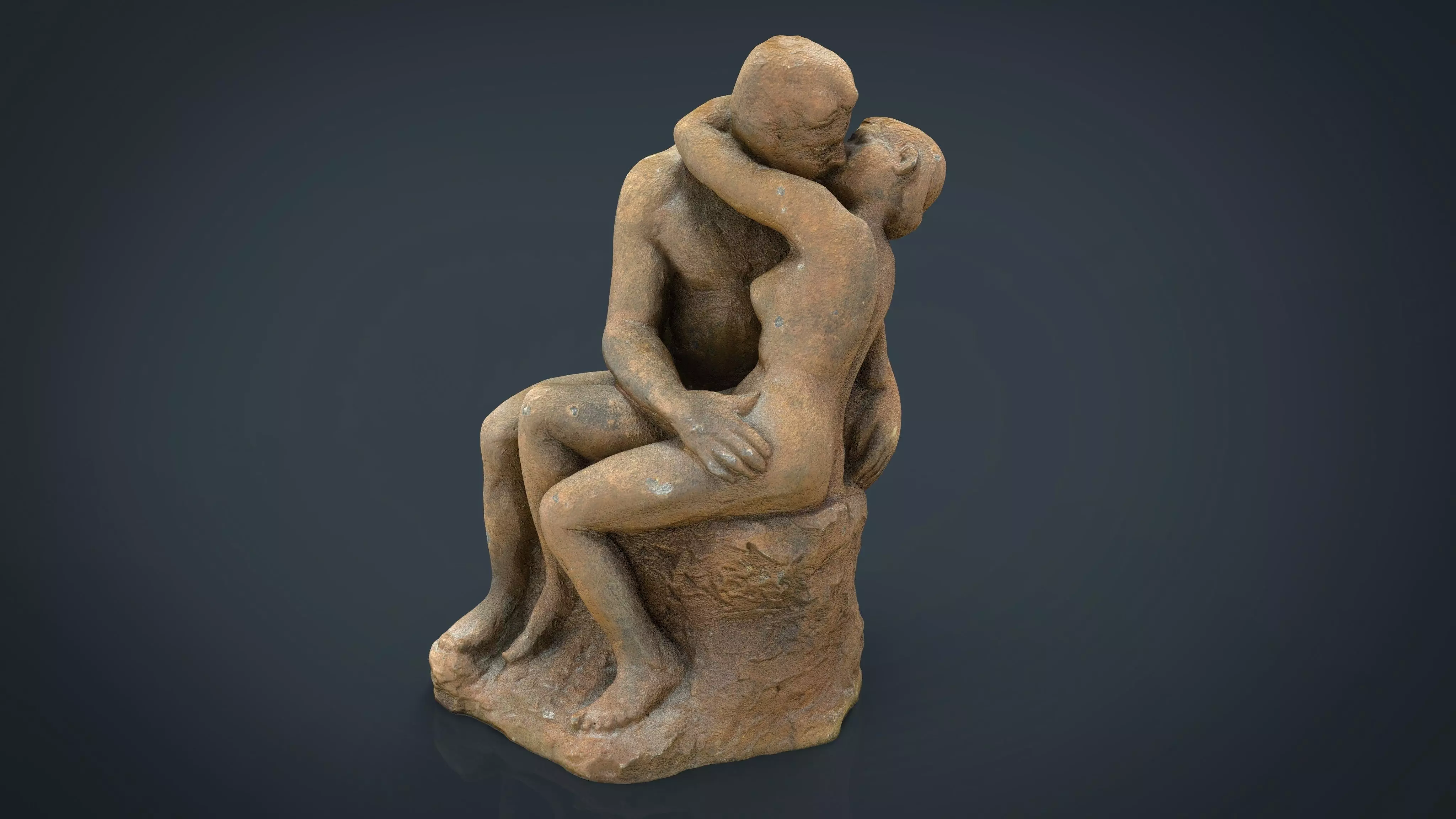 The Kiss Rodin sculpture Low-poly 3D model_0