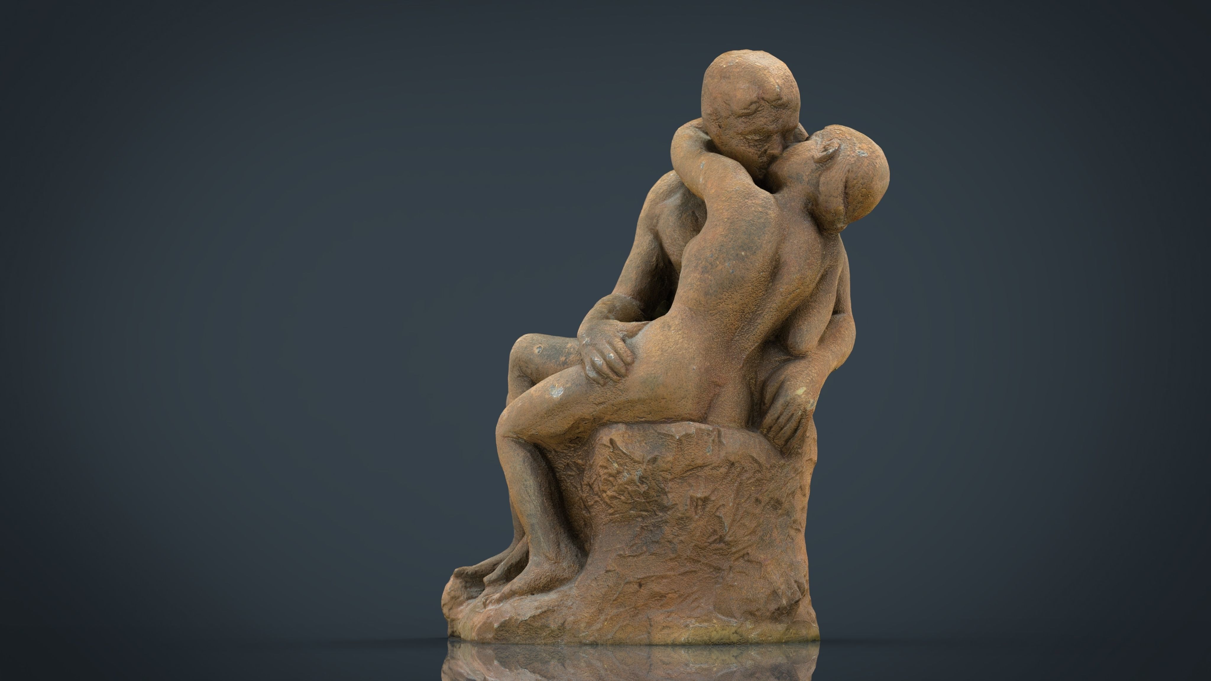 The Kiss Rodin sculpture Low-poly 3D model_3