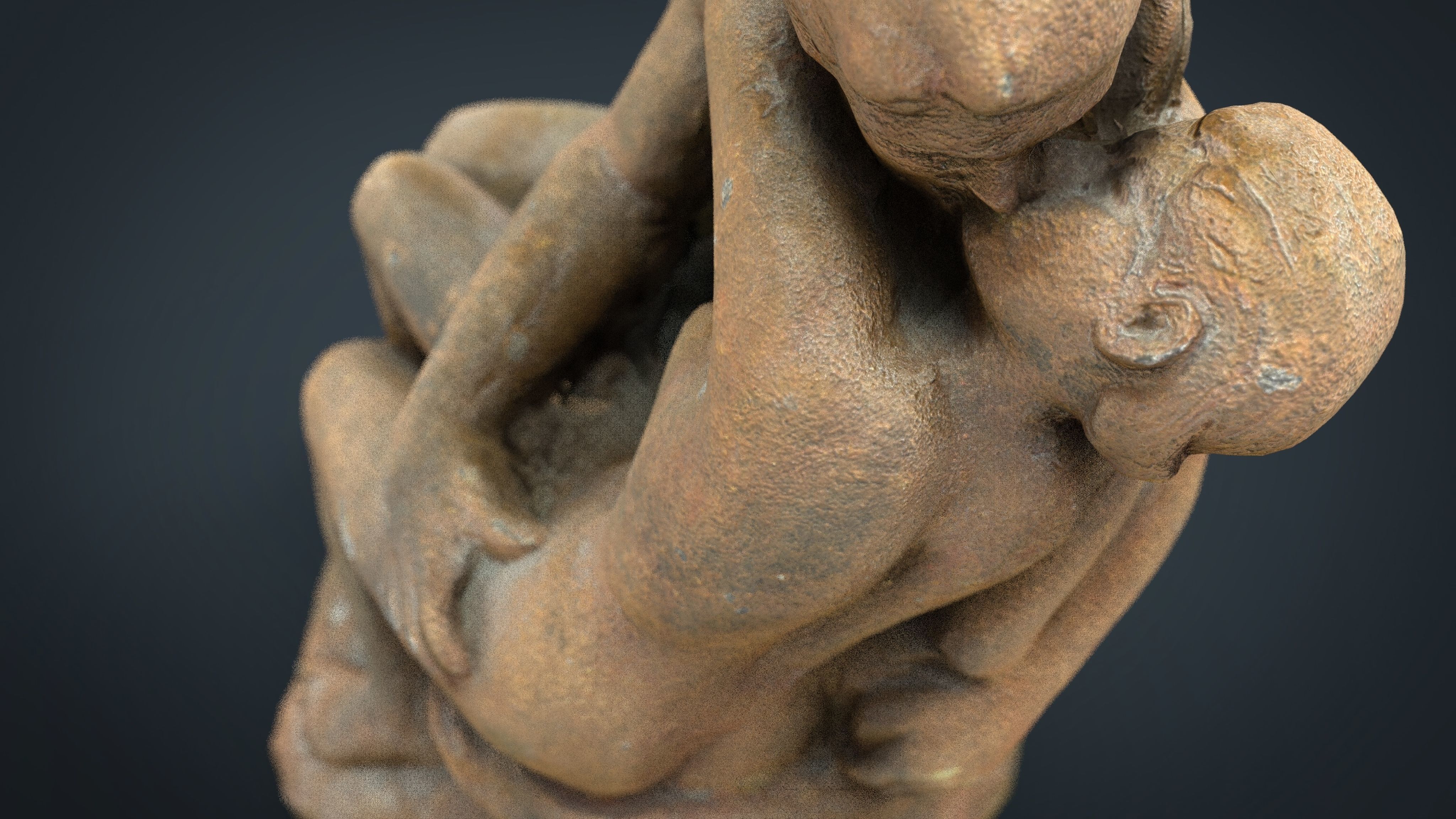 The Kiss Rodin sculpture Low-poly 3D model_2