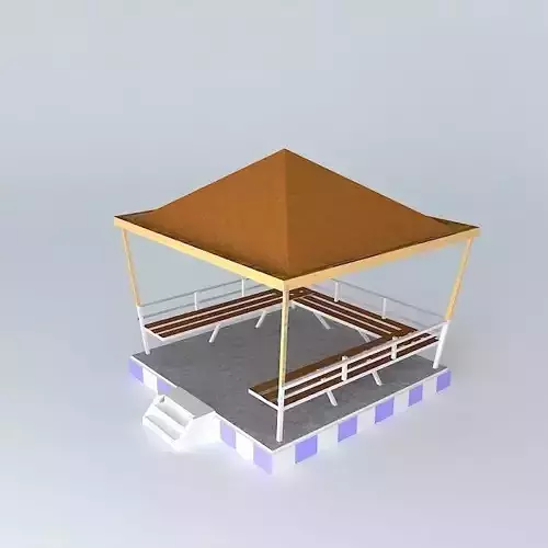 alcove gazebo with benches and roof